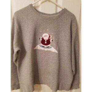 Field Gear Womens Christmas Santa Grey Sweatshirt Sz L
